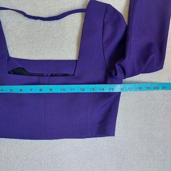 Zara M Purple Crop Top Long Sleeve Square Neck Side Zip - NWT - Picture 8 of 9